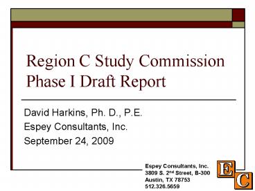 Region C Study Commission Phase I Draft Report