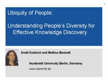 Anett Kralisch and Bettina Berendt