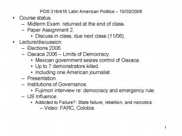 POS 316416 Latin American Politics 10302006