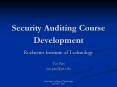 Security Auditing Course Development PowerPoint PPT Presentation