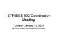 IETF/IEEE 802 Coordination Meeting PowerPoint PPT Presentation