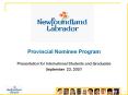 Provincial Nominee Program PowerPoint PPT Presentation