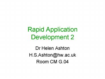 Rapid Application Development 2