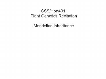 Mendelian Inheritance