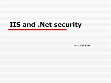 IIS and .Net security