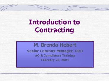 Introduction to Contracting