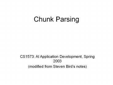 Chunk Parsing