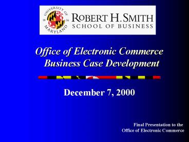 Office of Electronic Commerce Funding Strategies Study