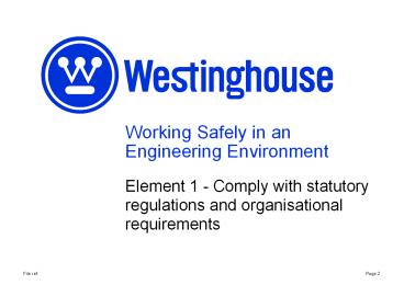 Working Safely in an Engineering Environment