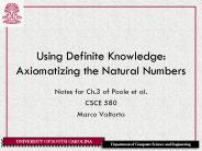 Using Definite Knowledge: Axiomatizing the Natural Numbers