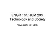 ENGR 101HUM 200: Technology and Society