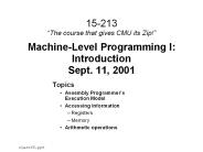 Machine-Level Programming I: Introduction Sept. 11, 2001