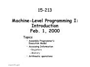 MachineLevel Programming I: Introduction Feb. 1, 2000