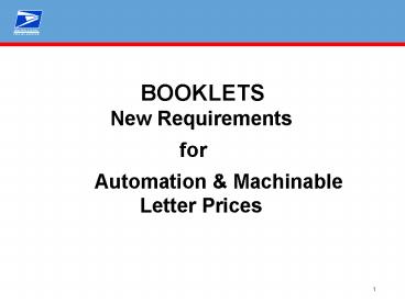 BOOKLETS New Requirements