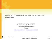Lightweight DomainSpecific Modeling and ModelDriven Development