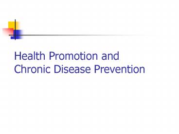 Health Promotion and