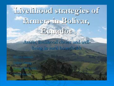 Livelihood strategies of farmers in Bolivar, Ecuador