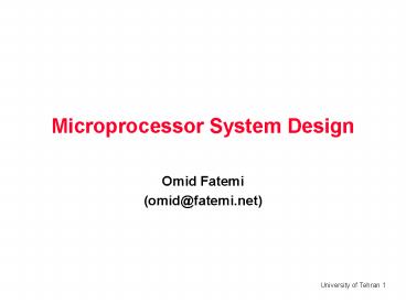 Microprocessor System Design