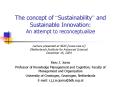 The concept of Sustainability and Sustainable Innovation: An attempt to reconceptualize PowerPoint PPT Presentation