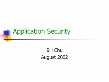 Application Security