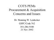 COTS PEMs Procurement