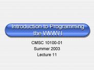 Introduction to Programming the WWW I