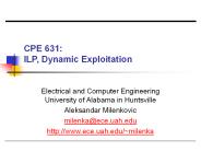 CPE 631: ILP, Dynamic Exploitation
