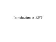 Introduction to .NET