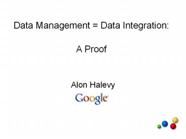 Data Management = Data Integration:  A Proof