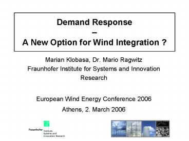 Demand Response A New Option for Wind Integration