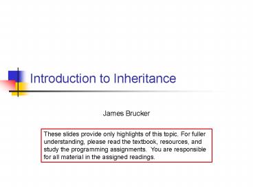 Introduction to Inheritance presentation | free to view