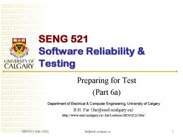 SENG 521 Software Reliability