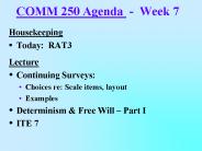 COMM 250 Agenda Week 7