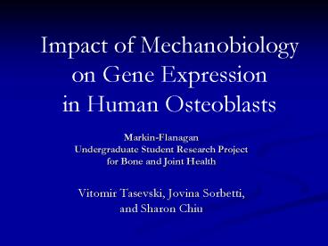 Impact of Mechanobiology on Gene Expression in Human Osteoblasts
