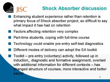 Shock Absorber discussion