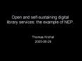 Open and selfsustaining digital library services: the example of NEP. PowerPoint PPT Presentation