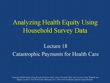 Analyzing Health Equity Using Household Survey Data
