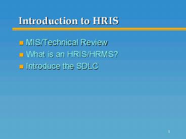 Introduction to HRIS