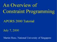 An Overview of Constraint Programming