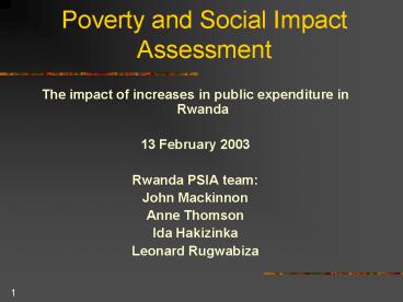 Poverty and Social Impact Assessment