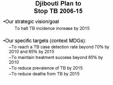 Djibouti Plan to Stop TB 200615