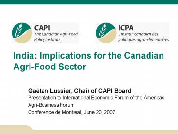 India: Implications for the Canadian AgriFood Sector