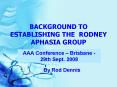 BACKGROUND TO ESTABLISHING THE RODNEY APHASIA GROUP PowerPoint PPT Presentation