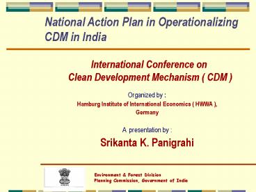 National Action Plan in Operationalizing CDM in India