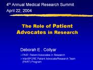 How Patient Advocates Enhance Research
