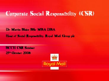 Corporate Social Responsibility CSR