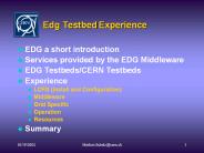 Edg Testbed Experience