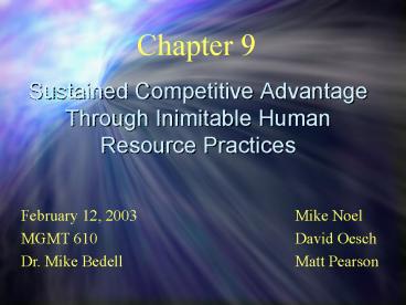 Sustained Competitive Advantage Through Inimitable Human Resource Practices