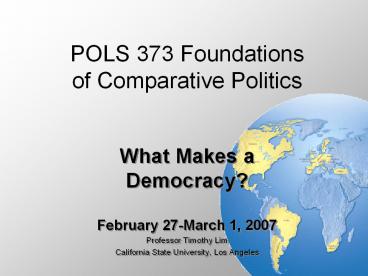 POLS 373 Foundations of Comparative Politics
