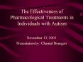 The Effectiveness of Pharmacological Treatments in Individuals with Autism PowerPoint PPT Presentation